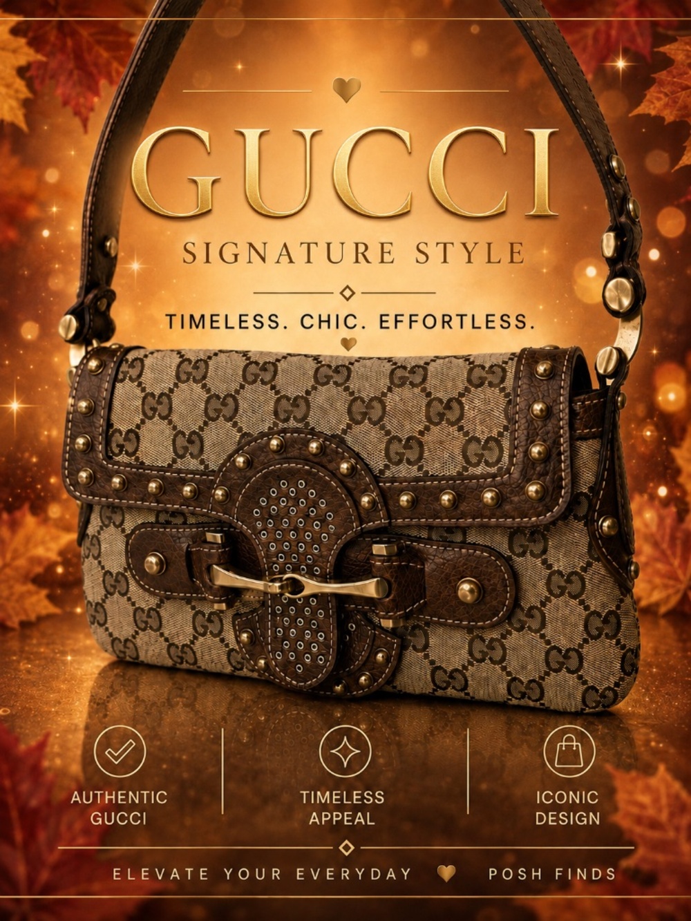 Gucci GG monogram studded horse bit web shoulder bag